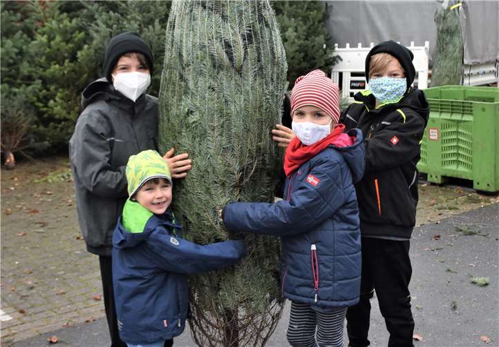 Paul, Thea, Anna und Emil hatten sich, mit ihren Eltern, den schönsten Baum ausgesucht.