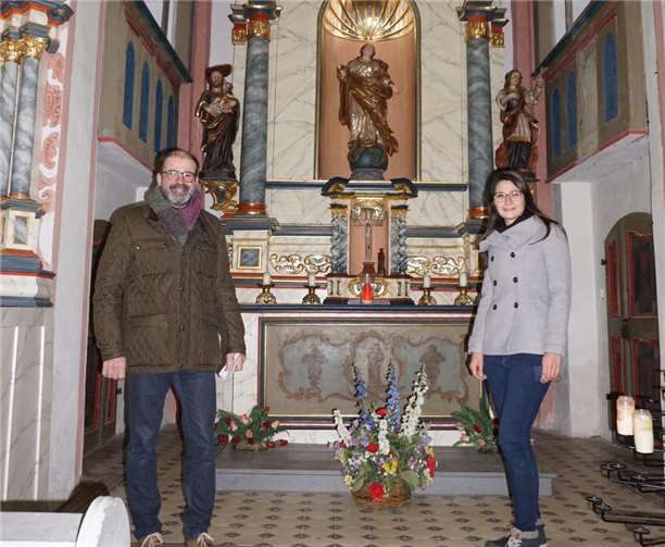 Peter Moskopp und Anna Steinkopf in der Marienkapelle auf dem Karmelenberg. Foto: privat