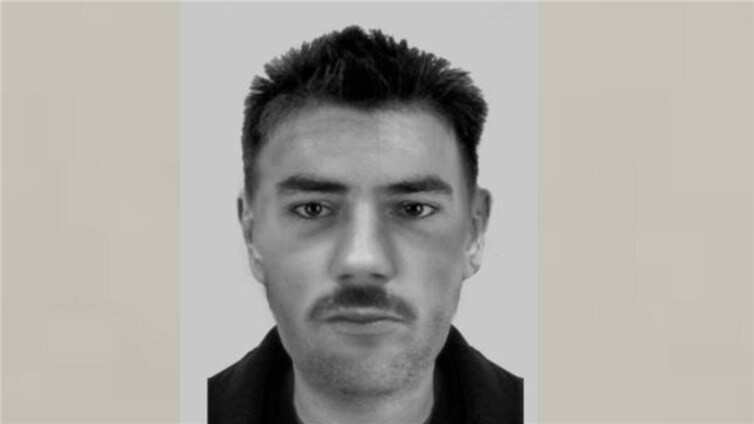 Phantombild des gesuchten Einbrechers. 