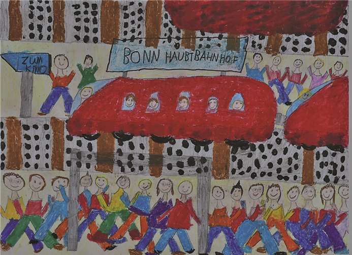 Philipp Schwarzers Werk „Bahnhof – auf dem Weg ins Kino“.