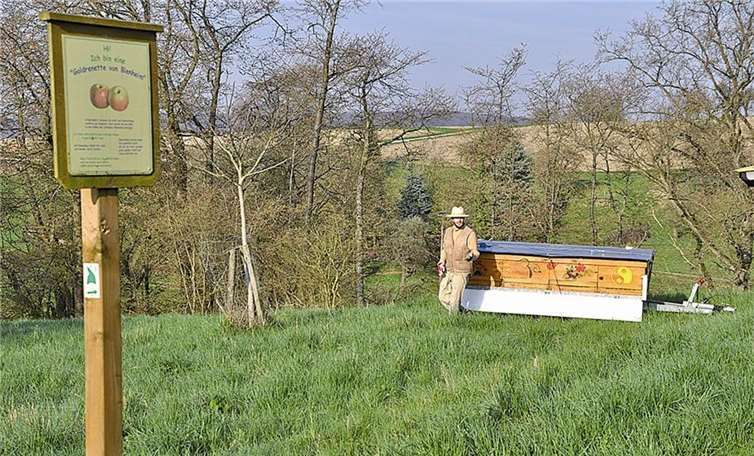 Pita Holzapfel mit seinen Bienen am Apfelweg. Medienagentur Jürgen Velten