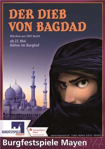 Plakat Burgfestspiele 2014 „Der Dieb von Bagdad“. GRAFIK MEDIEN DESIGN HILDEBRAND