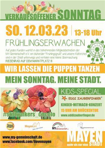 Plakat mit allen Informationen zum verkaufsoffenen Sonntag am 12. März. Foto: MY-Gemeinschaft
