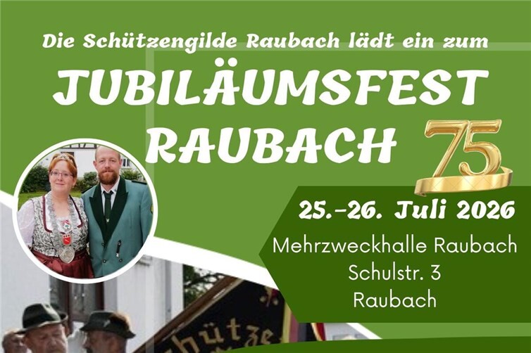 Plakat zum Jubiläumsfest der Schützengilde Raubach