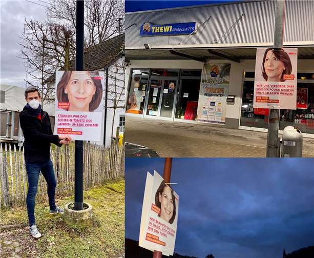 Plakatierung durch Mitglieder der FDP Altenahr in den Ortsgemeinden der Verbandsgemeinde Altenahr.Quelle: FDP Altenahr