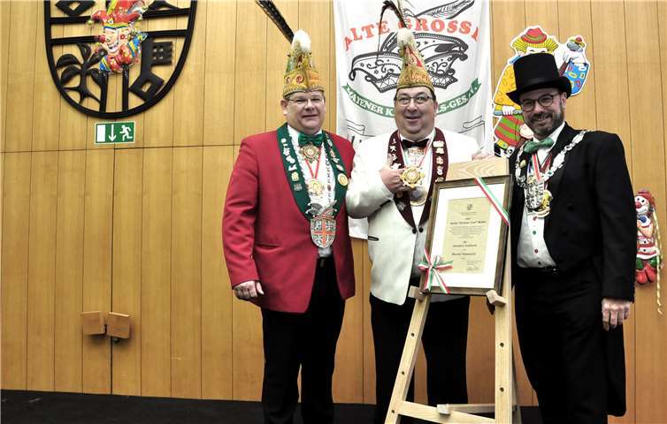 Präsident Christoph Schwab, Walter Geisen und OB Wolfgang Treis.