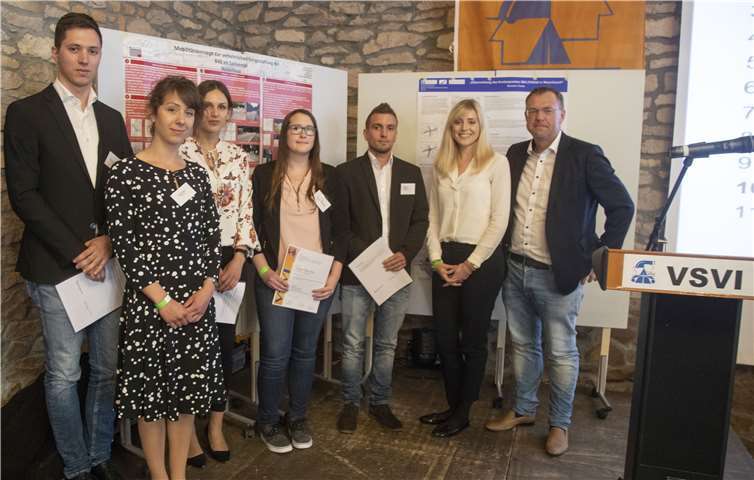 Preisverleihung im Bonnheimer Hof (v. l.): Cristian Sorg (3. Preis), Isabel Neeb (VSVI AK Junge Mitglieder), Katrin Schürmeyer (4. Preis), Inga Reuter (2. Preis), Dennis Welter (1. Preis), Julia Busch (VSVI AK Junge Mitglieder) und Michael Hoppstädter (VSVI 1. Vorsitzender). Silvanus/VSVI