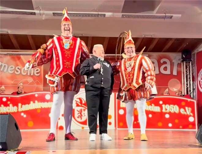 Prinz Jan I. (Kattenbusch) aus Bachem, Woody Feldmann und Prinz Florian l. (Welter) aus Heimersheim.  Foto:privat