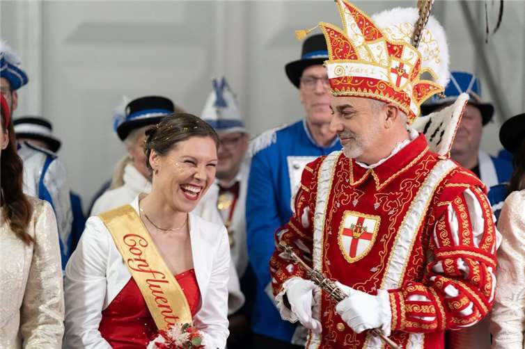 Prinz Lars und Confluentia vom Musselweißer Hamm zu Besuch an der Hochschule Koblenz. Fotos: Hochschule Koblenz/ René Dünnes