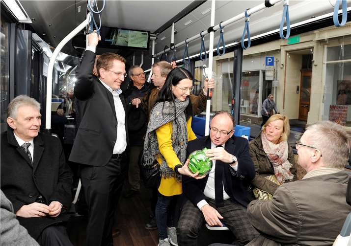 Probefahrt des Elektro-Busses bei den Stadtwerken Andernach.