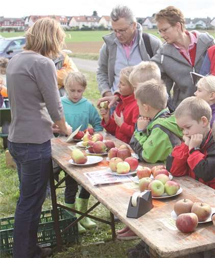 Probiertisch der Obstanlage.Bio Hof Bölingen