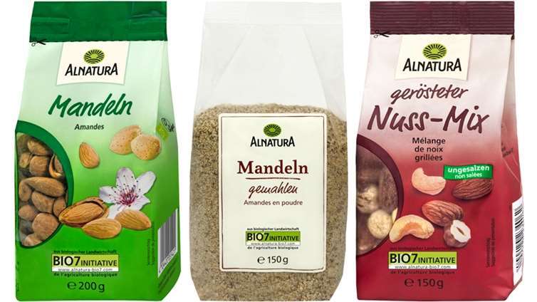Vergiftungsgefahr: Alnatura ruft Mandeln und Nuss-Mix zurück Produktfotos. Quelle: lebensmittelwarnung.de