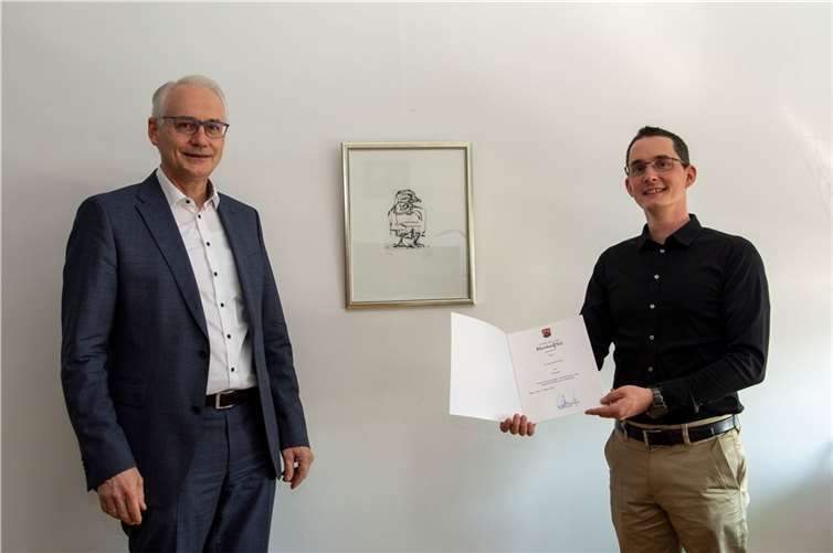Prof. Dr. Karl Stoffel, Präsident der Hochschule Koblenz, und Prof. Dr. Daniel Zöller.  Foto: Hochschule Koblenz