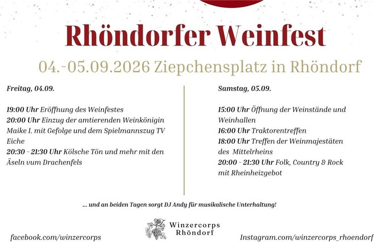 Programm Rhöndorfer Weinfest 2026