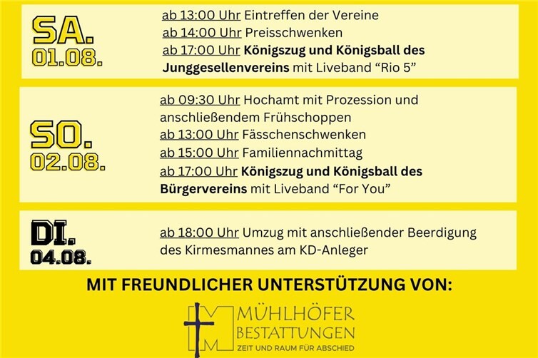 Programm Unkeler Kirmes 2026