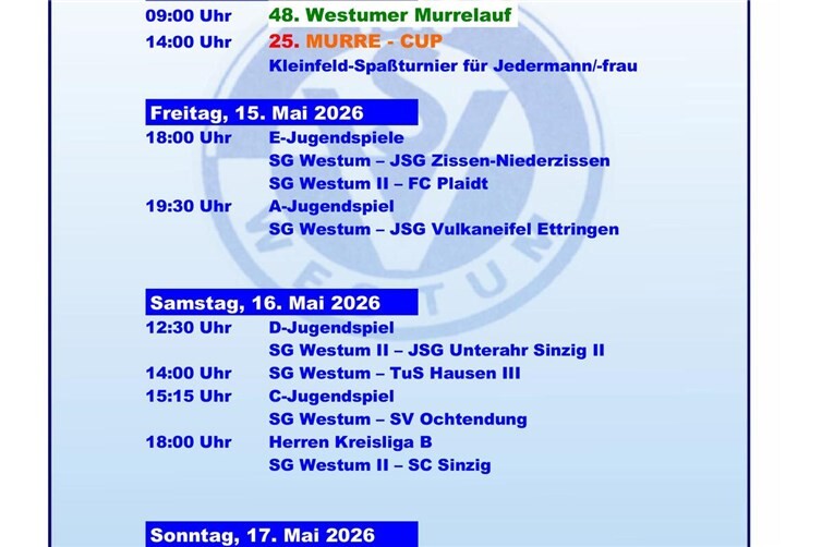 Programm des 60. Westumer Sportfests