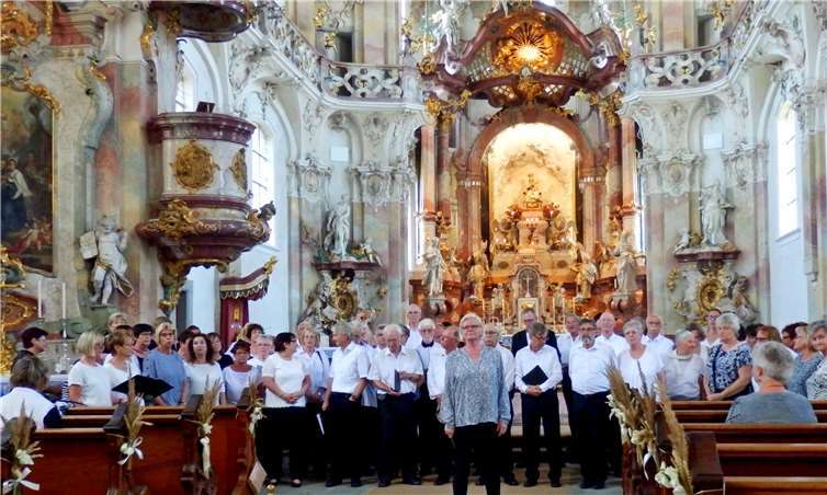 Projektchor des Kreis-Chorverbandes beim Liedvortrag in der Zisterzienser Priorat Kloster Birnau. Foto: privat