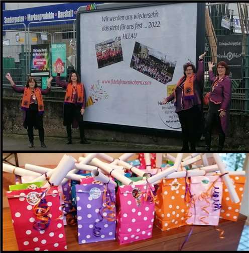 Pünktlich zum Sitzungswochenende wurde eine Plakatwand in Koblenz veröffentlicht. Der Nachwuchs des Vereins - die „Mini-Möhnen“ - wurde anlässlich des besonderen Wochenendes mit befüllten, bunten Tüten überrascht.Foto: privat