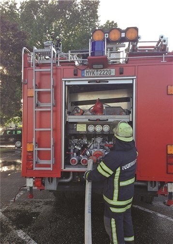 Pumpenstand am Tanklöschfahrzeug.