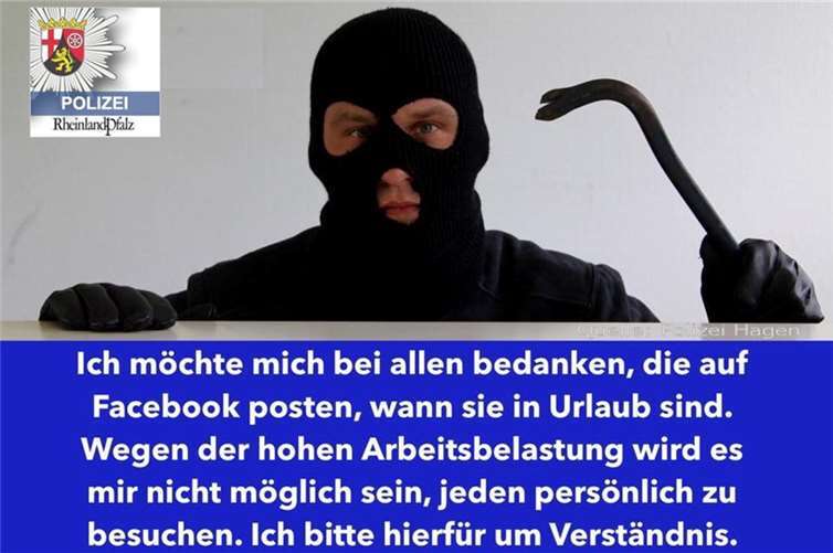 So machen Sie sicher Urlaub! Quelle: Polizei Hagen