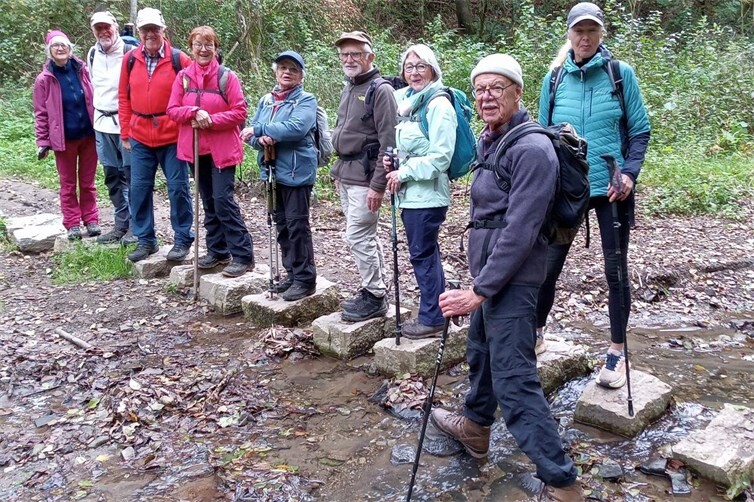 Querung des Wambachs bei Vallendar auf Trittsteinen