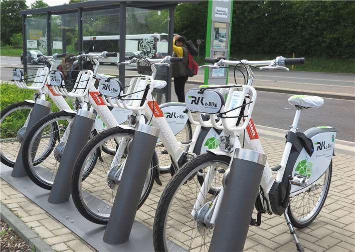 RVK e-Bike Verleihstation am EKZ in Wachtberg-Berkum.