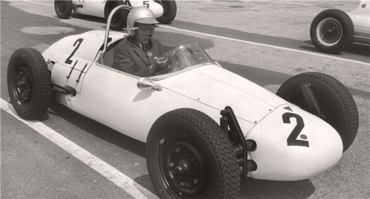 Rainer Braun als Rennfahrer in der Formel V-Zeit.