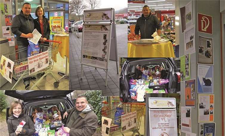 Ramona und Frank Monjour bei der Sammelaktion im REWE-Markt Adenau.privat