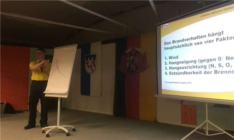 Referent Andreas Rauch von der Initiative @fire hielt einen Fachvortrag zur Bekämpfung von Flächen- und Vegetationsbränden.
