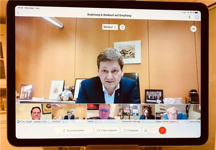 Reger Austausch bei der digitalen Sprechstunde von CDU-Landtagskandidat Pascal Badziong und Spitzenkandidat Christian Baldauf. Foto: privat