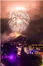 Rhein in Flammen in Koblenz und über der Festung Ehrenbreitstein