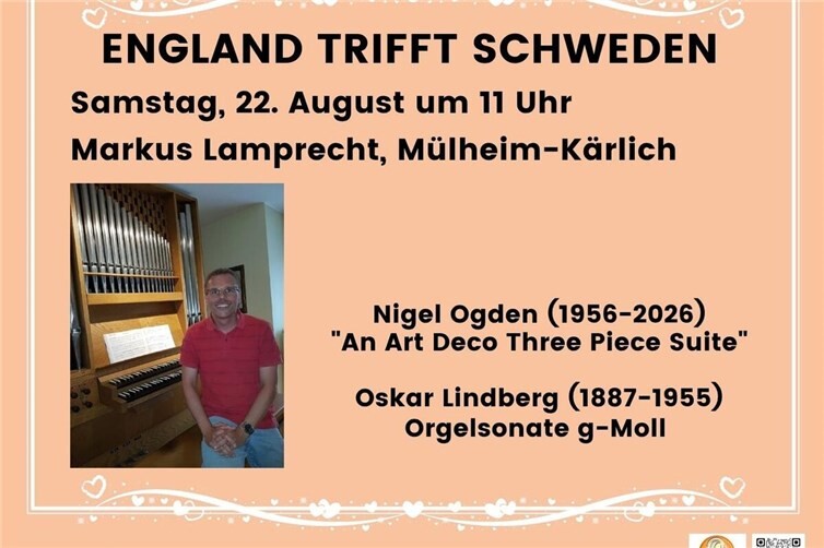 Samstag, 22. August,die ACHTE von NEUN Orgelmatinéen in Cochem