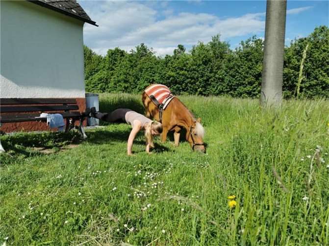 Sarah Klein gewann mit ihrem Foto „Liegestützen mit vierbeiniger Begleitung“. Foto: privat
