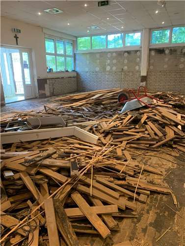 Schäden des Hochwassers in der Halle. Quelle: Schützenbruderschaft Rheinbach