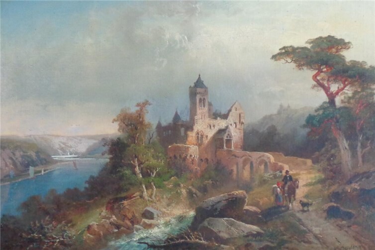 Schloss Martinsburg in Lahnstein, Öl auf Leinen gemalt von Nikolai von Astudin 