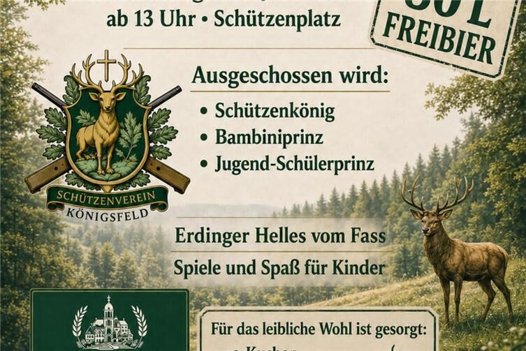 Schützenverein Königsfeld lädt zum Königsschießen an Fronleichnam 2026 ein