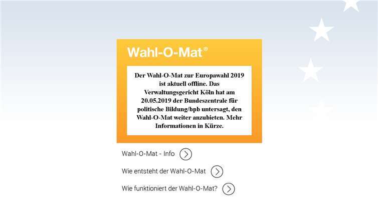 Screenshot. Quelle: www.wahl-o-mat.de/