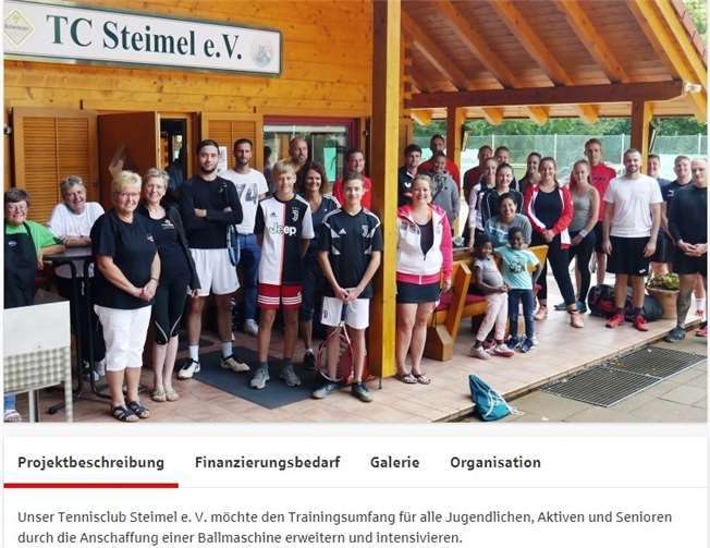 Screenshot der Homepage des TC Steimel.Copyright: TC Steimel