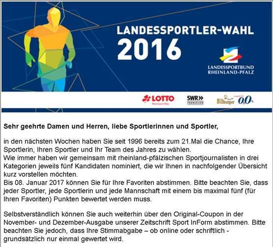 Screenshot der Website zur Abstimmung. Quelle: landessportlerwahl.de