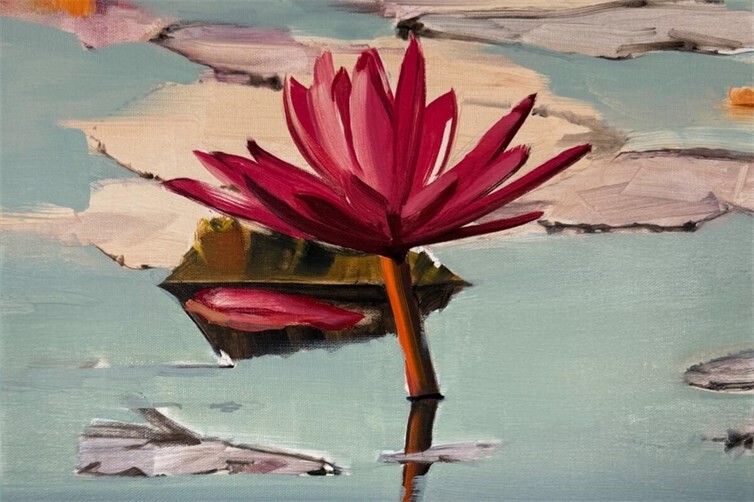 Seerose, Öl auf Leinwand, von Mieux.