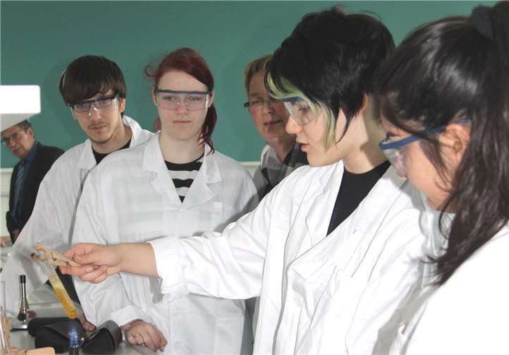 Sehen und verstehen. Durch eigenes Experimentieren können Schüler Lehrinhalte gerade besser begreifen. Deshalb wurde bei der Sanierung der naturwissenschaftlichen Fachräume an der Heinrich-Roth-Realschule plus besonders viel Wert gelegt auf die Ausstattung und Anzahl der Arbeitsplätze für Schüler-Versuche.