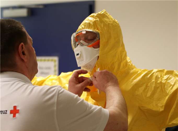 Seit dem 16. März wird im Neuwieder Industriegebiet Friedrichshof eine Fieberambulanz betrieben.Foto: Technische Einsatzleitung Landkreis Neuwied