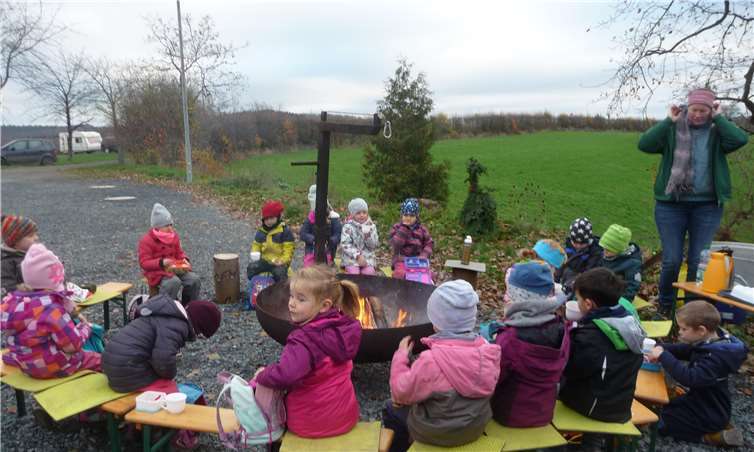 Seit vier Wochen gibt es die Waldgruppe des Evangelischen Kindergartens Anhausen.Foto: privat