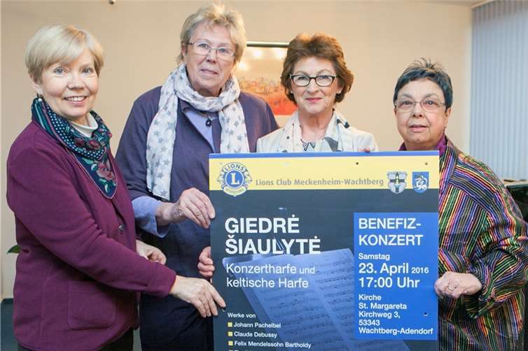 Sie freuen sich schon jetzt auf das Benefizkonzert des Lions Club Meckenheim-Wachtberg in der Pfarrkirche Adendorf (v. l.): Lions-Vizepräsidentin Rosemarie Brauckmann, Schatzmeisterin Heike Großgebauer, Bürgermeisterin Renate Offergeld und Fundraising-Beauftragte Dr. Gudrun Mieth-Leichsenring. JOST