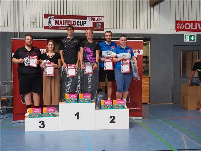 Sieger im Mixed (aktiv): Luca Nolte (TB Andernach) und Carola Geisen (TG Polch).  Quellen: Turngesellschaft 1888 Polch e.V.