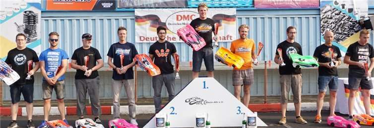 Siegerehrung in der Klasse 1 mit dem neuen Deutschen Meister Dominic Greiner.