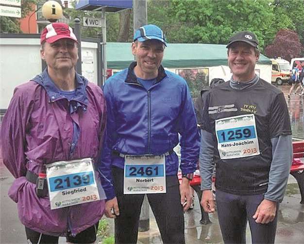 Siegfried Rau, Norbert Sturm und Joachim Dötsch beim Halbmarathon.