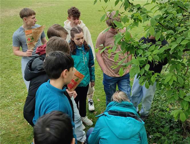 Silvia Eichen erklärt den Teilnehmern viele Wildkräuter in der Umgebung. Foto: Christian Klein