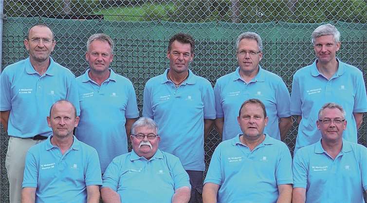 (Sitzend v.l.) Marc Geurten, Betreuer Walter Hauschild, Helmut Prca, Friedhelm Daun, (stehend v.l.) Matthias Jaklen, Achim Lorig, Achim Weller, Christoph Zieglowski, Stefan Schumacher.  Privat