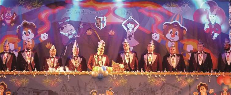 Sitzungspräsident Timo Schubach und sein Co Michael Helm präsentierten eine spektakuläre Jubiläumssitzung.  FRE